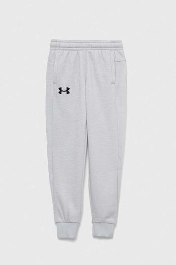 Detské tepláky Under Armour šedá farba, jednofarebné