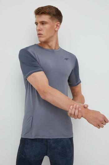 Tréningové tričko 4F šedá farba, vzorované