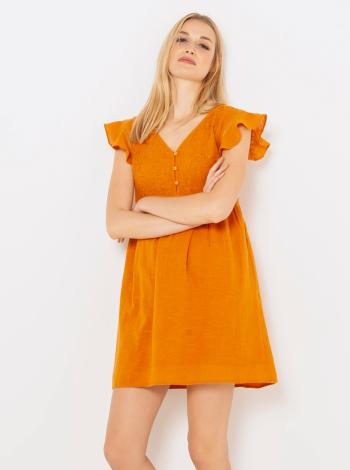 Oranžové šaty s volánmi CAMAIEU