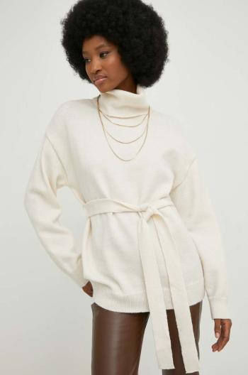 Vlnený sveter Answear Lab dámsky, béžová farba, teplý, s rolákom