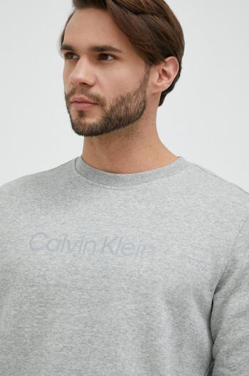 Tréningová mikina Calvin Klein Performance pánska, šedá farba, s potlačou