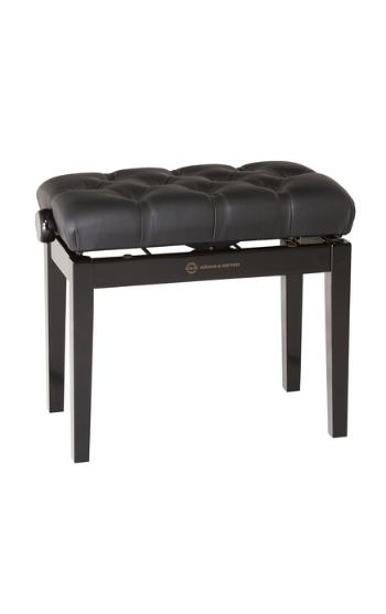 K&M 13980 Piano bench with quilted seat cushion bench black glossy finish, seat