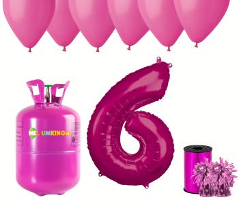 HeliumKing Hélium párty set na 6. narodeniny s ružovými balónmi