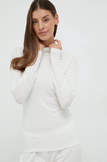 Tričko s dlhým rukávom Emporio Armani Underwear dámsky, béžová farba, s polorolákom