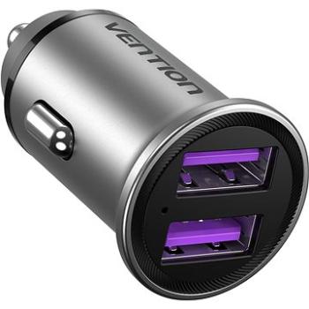 Vention Two-Port USB A+A (30 W/30 W) Car Charger Gray Mini Style Aluminium Alloy Type (FFEH0)