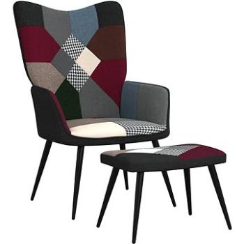 Relaxačné kreslo so stoličkou patchwork textil, 328198