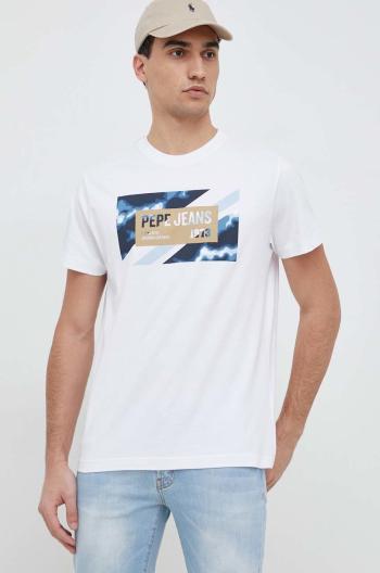 Bavlnené tričko Pepe Jeans Rederick biela farba, s potlačou