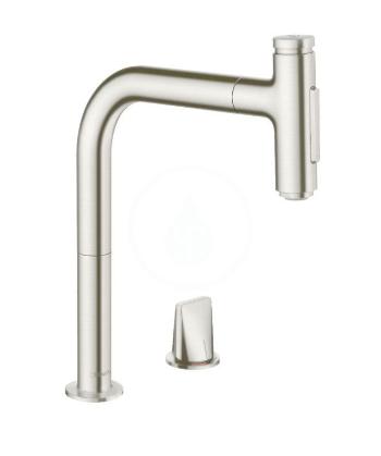 HANSGROHE HANSGROHE - M71 Drezová batéria M7120-H200 s výsuvnou spŕškou, 2-otvorová inštalácia, sBOX, vzhľad nehrdzavejúcej ocele 73818800