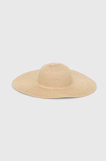 Klobúk Guess FEDORA béžová farba, AW9499 COT01