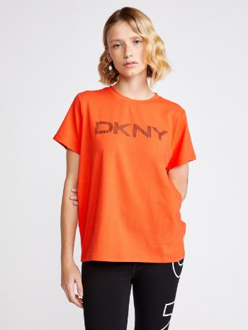 DKNY Striped Logo Tričko Oranžová