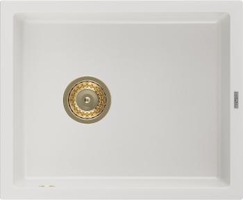 MEXEN/S MEXEN/S - Pedro granitový drez 1-miska 560 x 460 mm, biela, sifón zlatá 6508561000-20-G