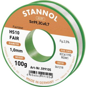 Stannol HS10-Fair spájkovací cín cievka Sn99,3Cu0,7 100 g 1 mm