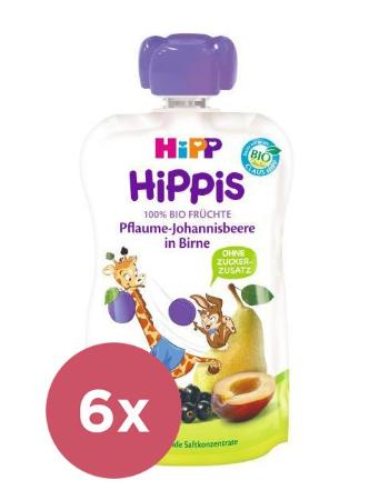 6x HIPP HiPPiS BIO Príkrm ovocný 100% ovocia hruška, čierne ríbezle, slivka 100 g