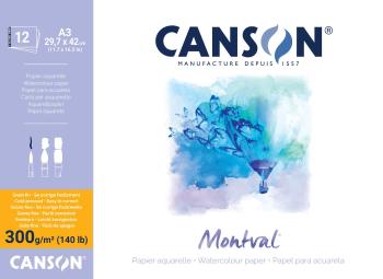 Canson Pad Montval Cold Pressed A3 300 g Natural White Skicár