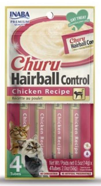 Maškrta pre mačky Inaba Churu Hairball cat Kura 12 x 4 tuby 720g