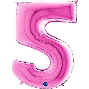 Fóliový balónik, 102 cm, číslica „5“, ružový (8053904660155)