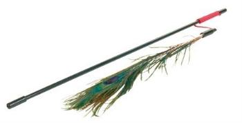 Trixie Playing rod with peacock feather, plastic, 47 cm