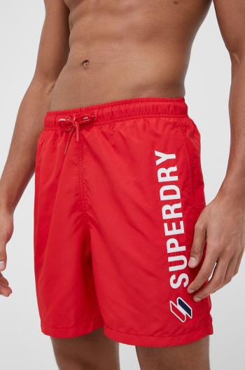 Plavkové šortky Superdry červená farba