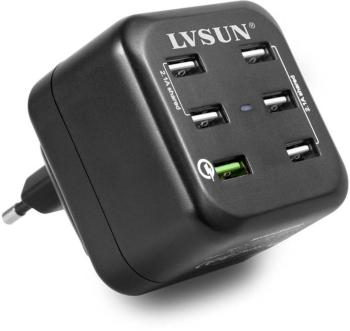 LVSUN Fast LS-6USQ USB nabíjačka do zásuvky (230 V) Výstupný prúd (max.) 12900 mA 6 x USB , USB 3.2 gen. 1 zásuvka A Qua