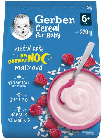 GERBER Cereal mliečna kaša malinová Dobrú noc 230 g