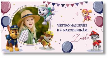 Narodeninový banner s fotkou - Paw Patrol Girl Rozmer banner: 130 x 260 cm