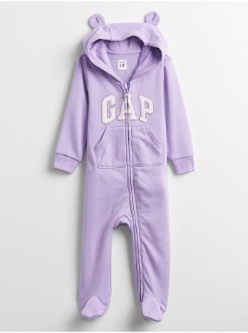 Baby overal GAP Logo hoodie one-piece Fialová