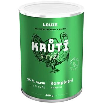 LOUIE Kompletné krmivo - morčacie (95 %) s ryžou (5 %) 400 g (8595174345870)