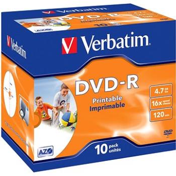 Verbatim DVD-R 16×, Printable 10 ks v krabičke (43521)