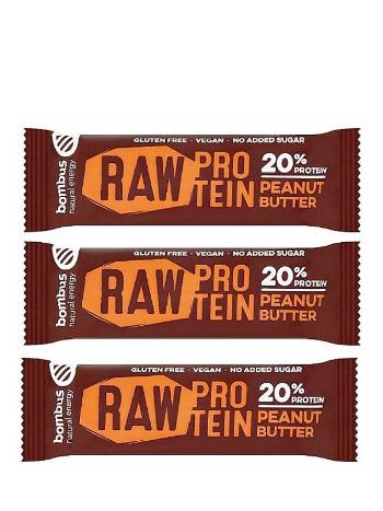 Proteínová tyčinka RAW Peanut Butter 2+1 ks BOMBUS 