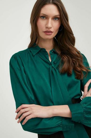 Košeľa Answear Lab dámska, zelená farba, regular, s klasickým golierom