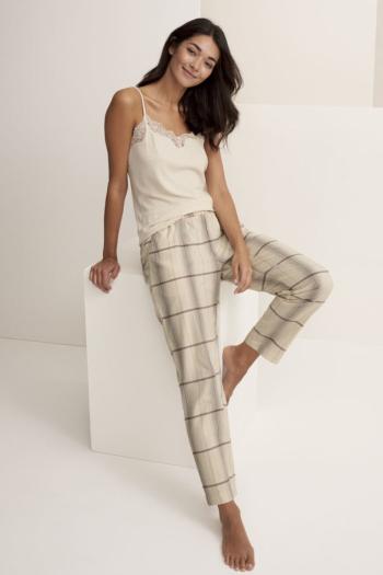Svetlobéžové vzorované pyžamové nohavice Mix & Match TAPERED TROUSER FLANNEL X