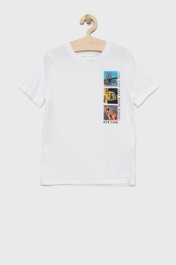 Detské tričko Abercrombie & Fitch biela farba, s potlačou