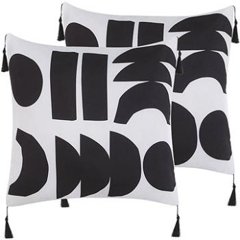 BELIANI, Sada 2 dekoratívnych vankúšov s geometrickým vzorom 45 × 45 cm čiernobiela LIRIOPE, 299929 (beliani_299929)