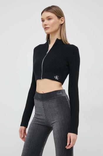 Bavlnený kardigán Calvin Klein Jeans dámsky, čierna farba