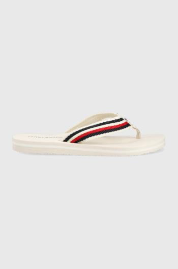 Žabky Tommy Hilfiger TOMMY ESSENTIAL COMFORT SANDAL dámske, biela farba, na plochom podpätku, FW0FW07147