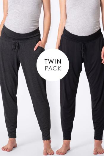 Sivo-čierne tehotenské nohavice Kieran - dvojbalenie