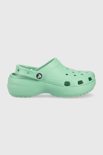 Šľapky Crocs CLASSIC PLATFORM CLOG WOMEN dámske, tyrkysová farba, na platforme, 206750