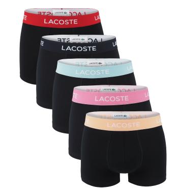 LACOSTE - boxerky 5PACK ultra comfortable stretch cotton black with multicolor waist - limitovaná edícia-L (90 - 98 cm)