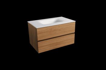 Kúpeľňová skrinka s umývadlom bílá mat Naturel Verona 86x51,2x52,5 cm v dekore svetlé drevo VERONA86BMSD