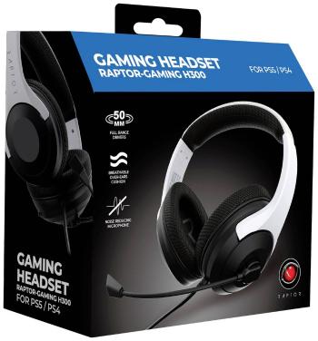 Raptor Gaming H300 herný headset jack 3,5 mm, 2x 3,5 mm jack (mic./slu.) káblový cez uši biela stereo