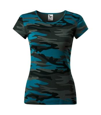 MALFINI Dámske tričko Camo Pure - Maskáčová petrolejová | XL