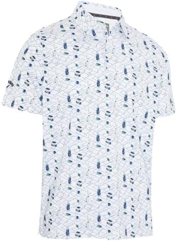 Callaway All Over Golf Mens Essentials Print Bright White XL Polo košeľa