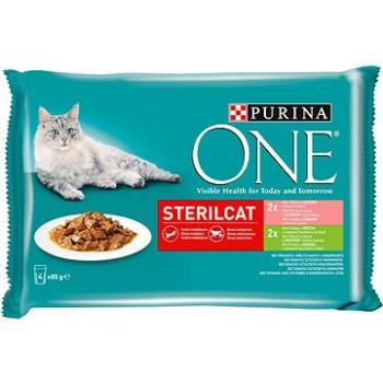 Purina ONE Sterilcat minifiletky s morkou a zelenými fazuľkami, s lososom a mrkvou 4 × 85 g (7613038648293)