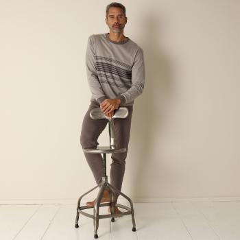 Blancheporte Pruhované pyžamo s nohavicami a dlhými rukávmi sivá 107/116 (XL)