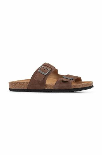 Semišové šľapky Geox U SANDAL GHITA E pánske, šedá farba, U159VE 00022 C1018