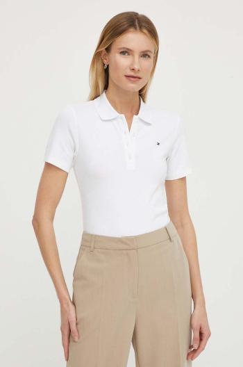 Polo tričko Tommy Hilfiger dámsky, biela farba, WW0WW42047