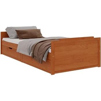 Rám postele so zásuvkami medovo hnedý masívna borovica 90 × 200 cm, 322161