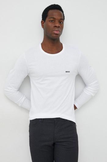 Bavlnené tričko s dlhým rukávom BOSS 3-pak jednofarebné