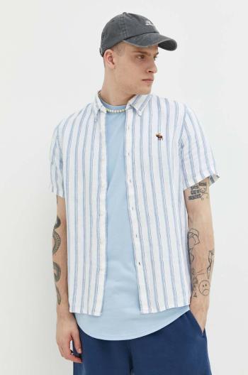 Ľanová košeľa Abercrombie & Fitch regular, s golierom button-down