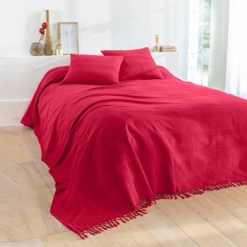 Blancheporte Ručne tkaný pléd alebo prikrývka, jednofarebné tehlová obliečka na vank. 63x63cm